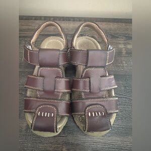 Boys’ Size 12.5 Brown Leather Sandals – Adjustable Straps